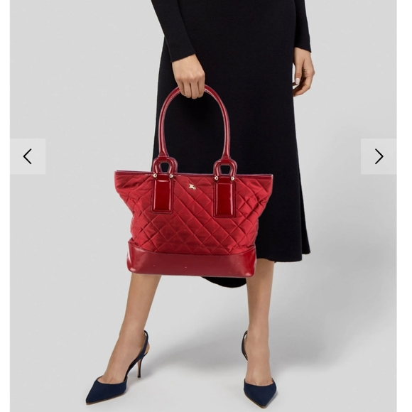 Burberry Red Shoulder Bag Quilted Large Grande Tote Bag Made In Italy Authentic - Picture 16 of 16